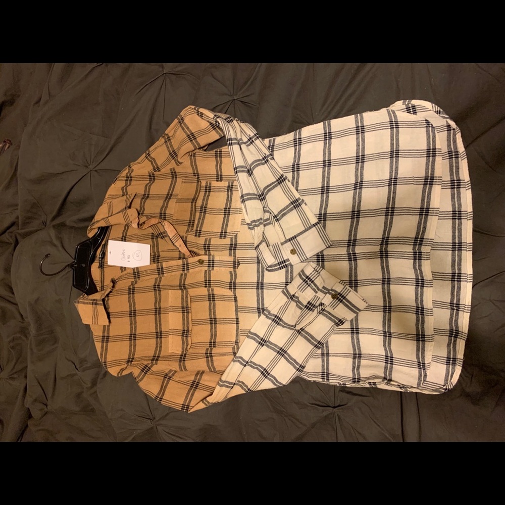 NWT boutique medium ombré brown plaid shirt